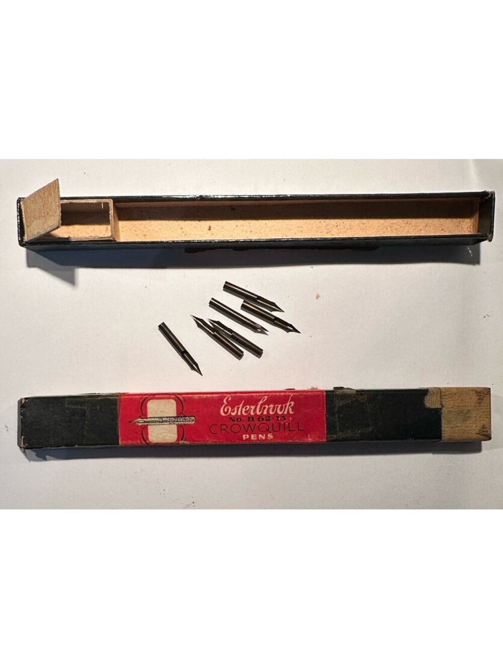 Esterbrook No. B 62-13 Crowquill Pens 6 Dip Pen Nibs & Box Art Calligraphy VTG